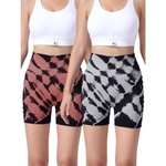 2 Pack Tie Dye High Waist Seamless Yoga Shorts