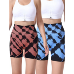 2 Pack Tie Dye High Waist Seamless Yoga Shorts