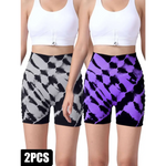 2 Pack Tie Dye High Waist Seamless Yoga Shorts