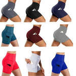 4-Pack: High Waist Soft Yoga Shorts for Women with 2 Side Pockets