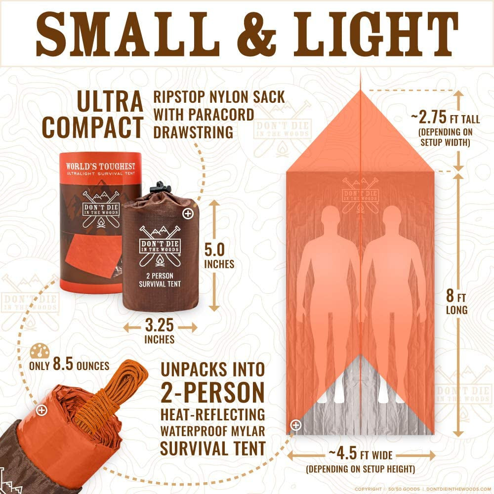 - Survival Tent - Made with Extra-Thick Space Blanket Thermal Mylar - Emergency Shelter Tube Tent - One of the 10 Essentials for Hiking, Camping, First Aid Kits