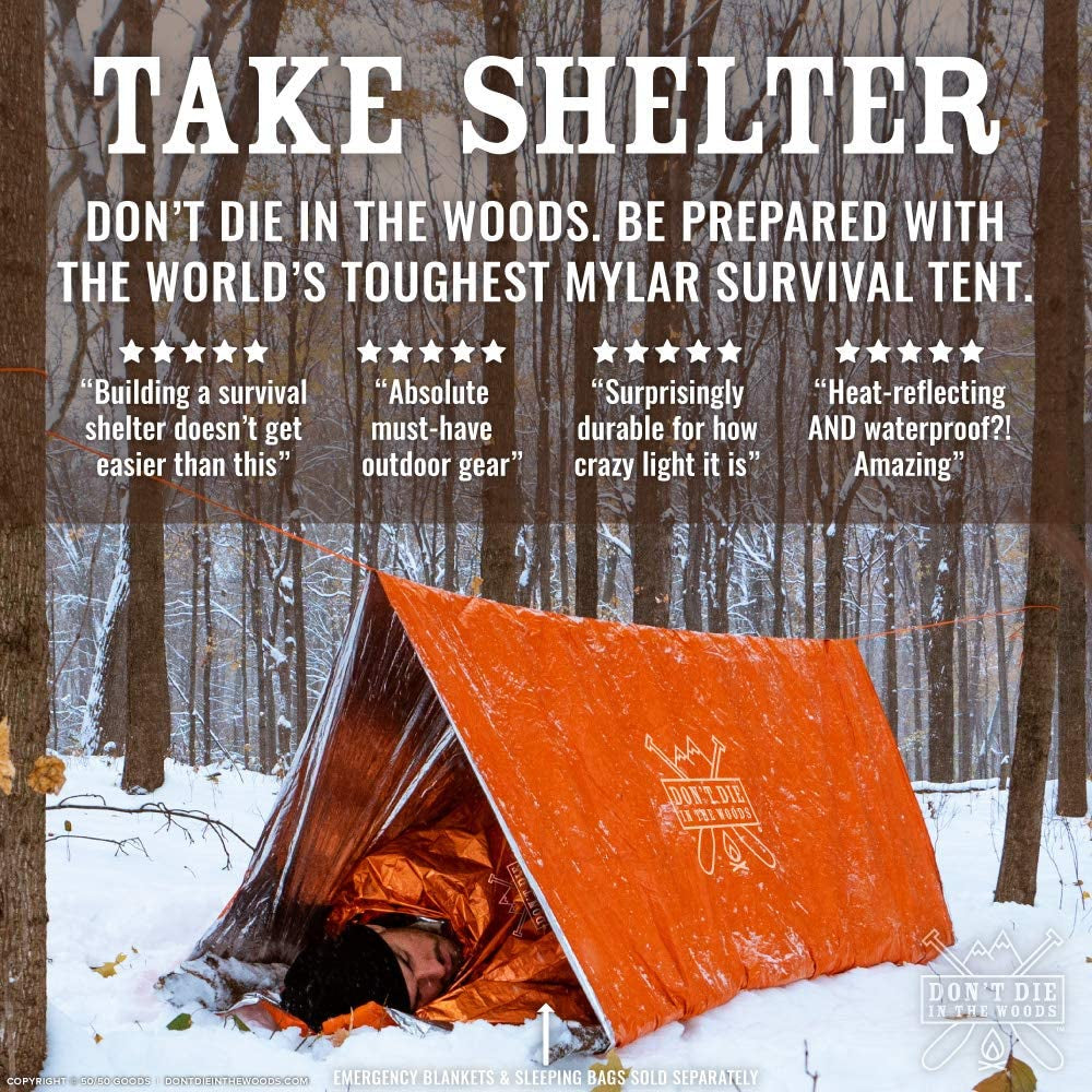 - Survival Tent - Made with Extra-Thick Space Blanket Thermal Mylar - Emergency Shelter Tube Tent - One of the 10 Essentials for Hiking, Camping, First Aid Kits