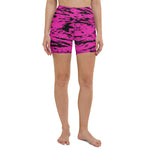 Pink and Black Rave Glitch Splatter Yoga Shorts w/ Inside Pocket