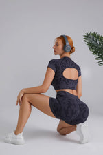 Blaire Sport Two Piece Crop Top And High Waist Short Yoga Set