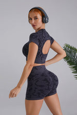 Blaire Sport Two Piece Crop Top And High Waist Short Yoga Set