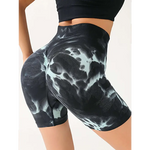 High Waist Tummy Control Tie-Dye Yoga Shorts