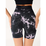 High Waist Tummy Control Tie-Dye Yoga Shorts
