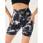 High Waist Tummy Control Tie-Dye Yoga Shorts