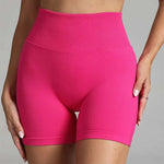 Pink High Waist Seamless Yoga Shorts Women
