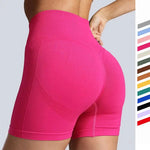 Pink High Waist Seamless Yoga Shorts Women